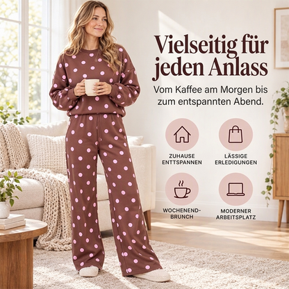 ✨Damen-Punkte-Top und Hosen mit weitem Bein Set