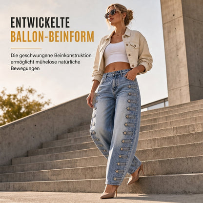 👖 Damen Retro Jeans mit hoher Taille & geschwungenem Bein | Keine altbackene Jeans – Flatternde Silhouette für Alltag & Freizeit ✨
