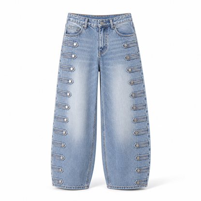👖 Damen Retro Jeans mit hoher Taille & geschwungenem Bein | Keine altbackene Jeans – Flatternde Silhouette für Alltag & Freizeit ✨