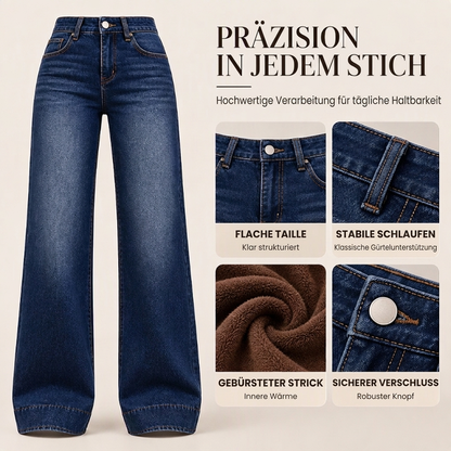 Gefütterte Damen-Wide-Leg-Jeans mit hohem Bund