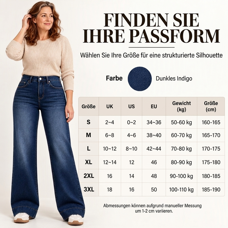 Gefütterte Damen-Wide-Leg-Jeans mit hohem Bund