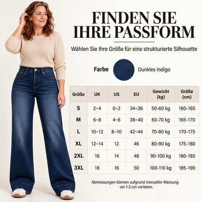 Gefütterte Damen-Wide-Leg-Jeans mit hohem Bund