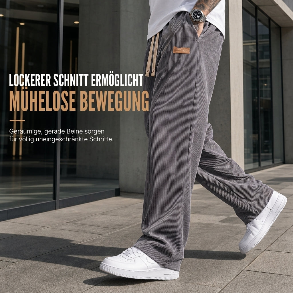 Herren-Cordhose mit geradem Bein und Kordelzug