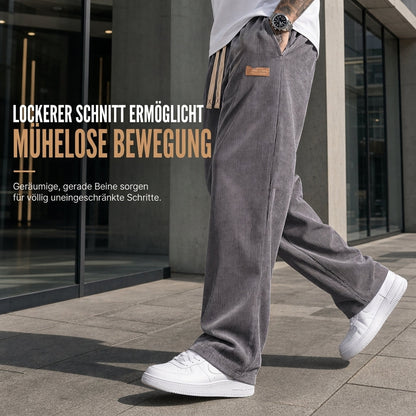 Herren-Cordhose mit geradem Bein und Kordelzug