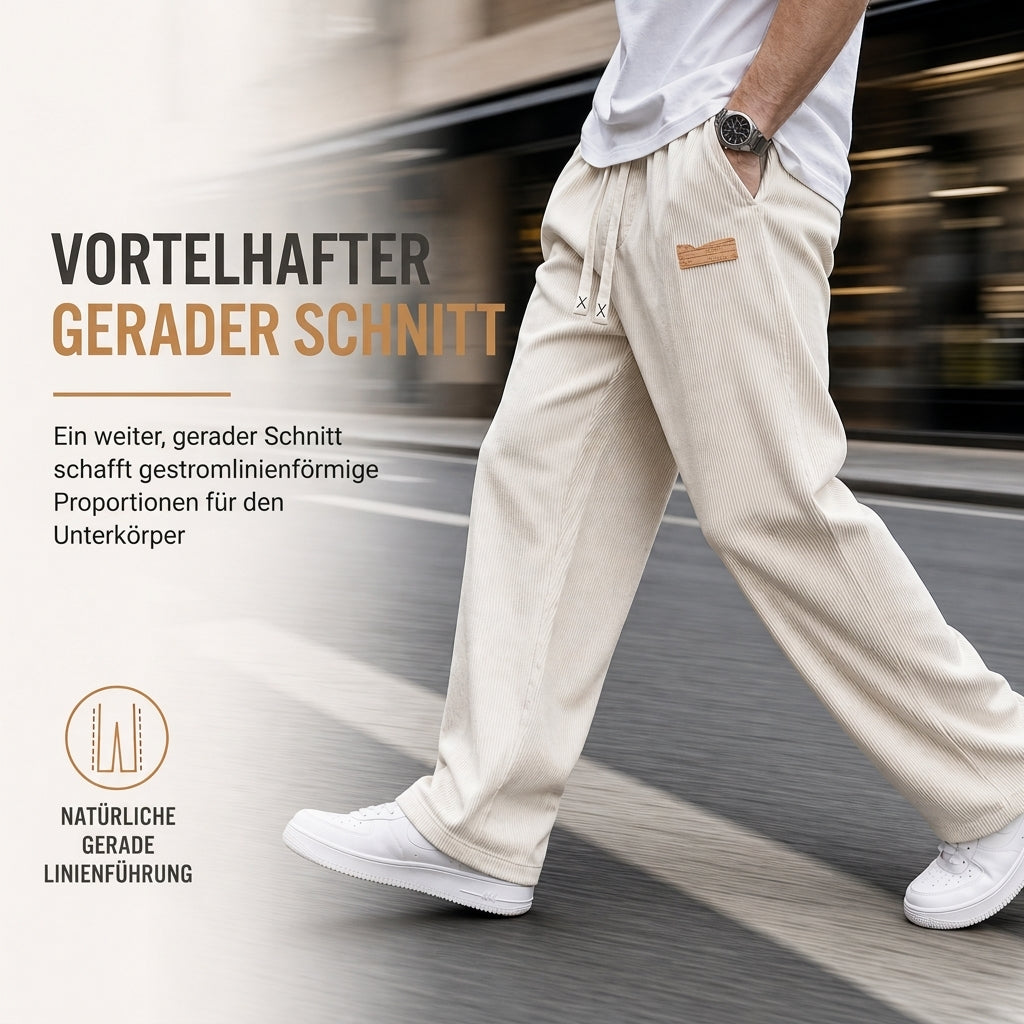 Herren-Cordhose mit geradem Bein und Kordelzug