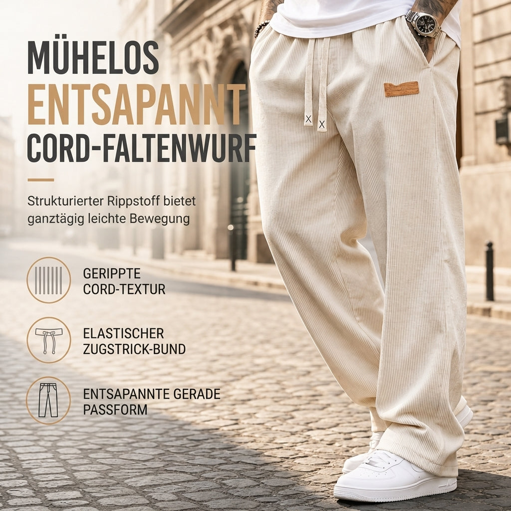 Herren-Cordhose mit geradem Bein und Kordelzug