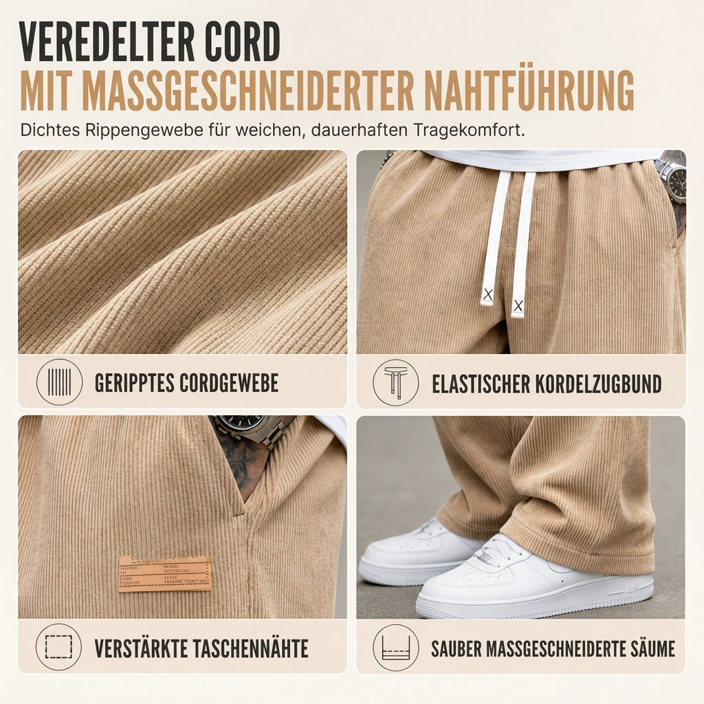 Herren-Cordhose mit geradem Bein und Kordelzug
