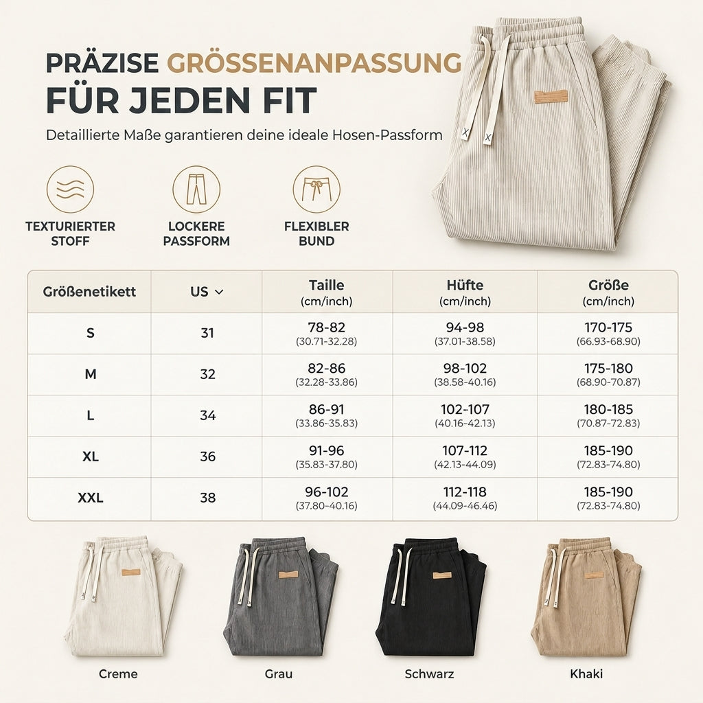 Herren-Cordhose mit geradem Bein und Kordelzug