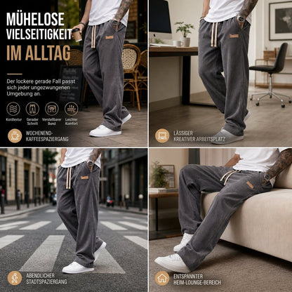 Herren-Cordhose mit geradem Bein und Kordelzug