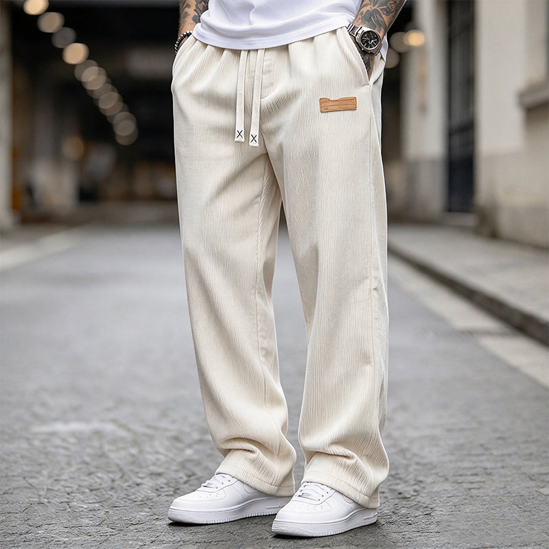 Herren-Cordhose mit geradem Bein und Kordelzug
