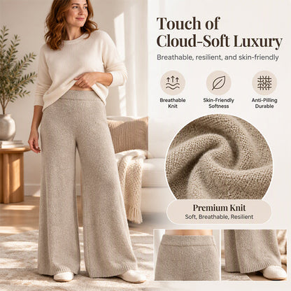Damen-Strickhose mit weitem Bein & elastischem Bund