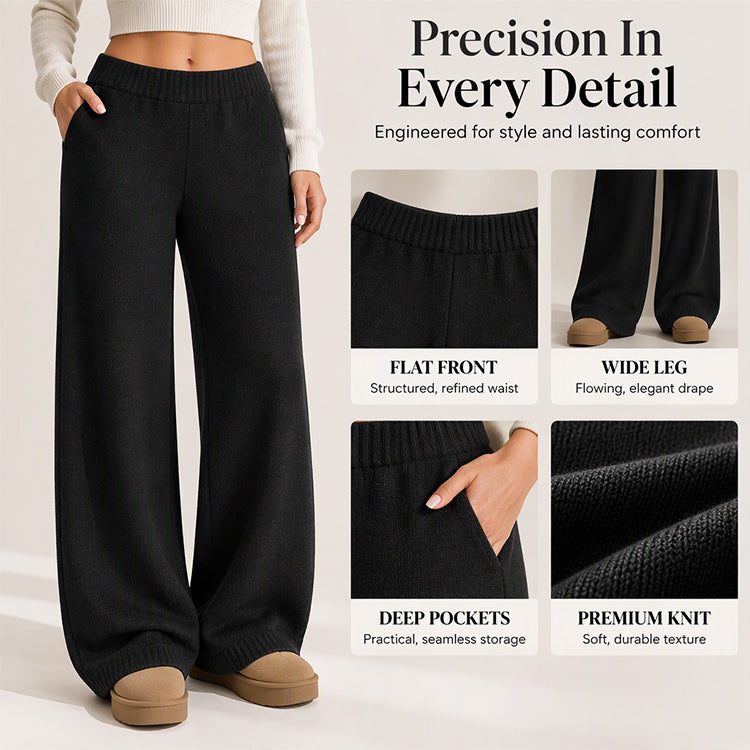 Damen-Strickhose mit weitem Bein & elastischem Bund