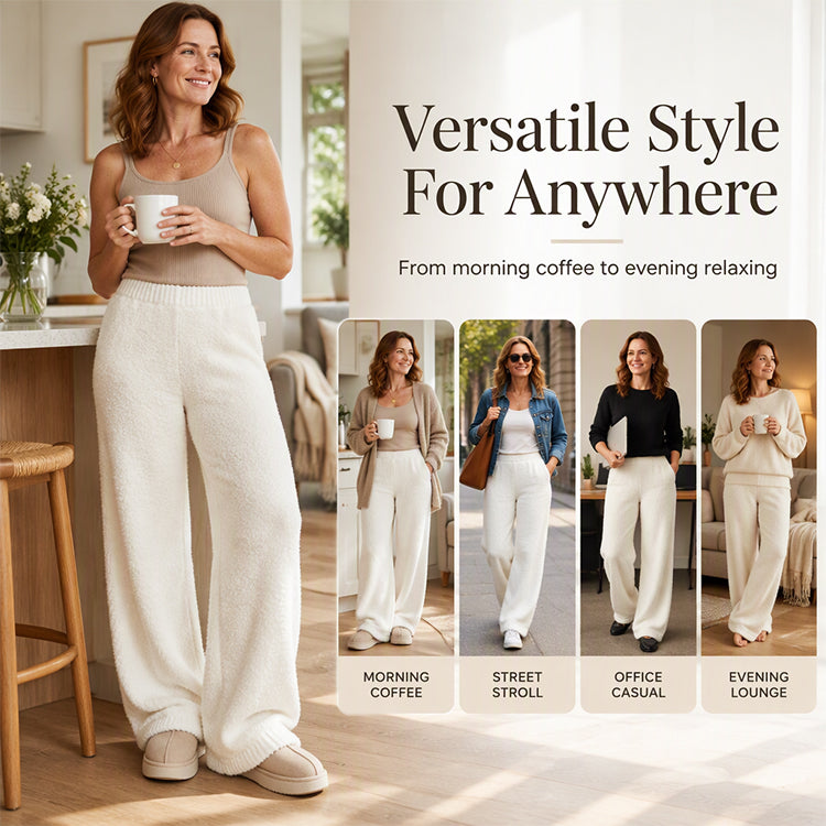 Damen-Strickhose mit weitem Bein & elastischem Bund