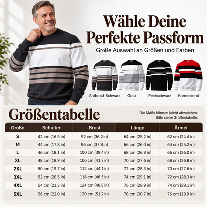 Herren-Sweatshirt mit Blockstreifen und Rundhalsausschnitt