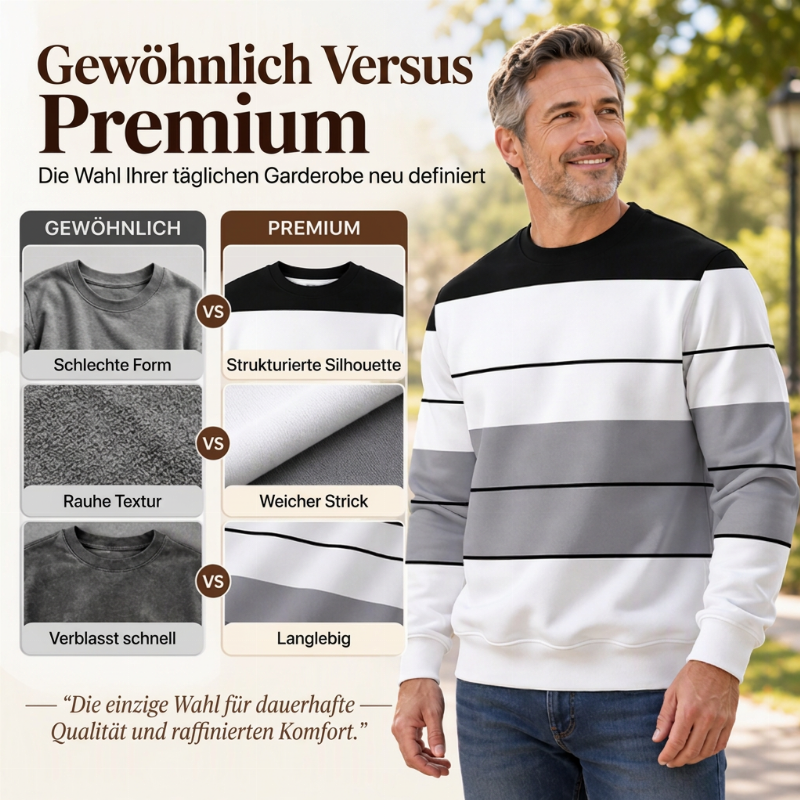 Herren-Sweatshirt mit Blockstreifen und Rundhalsausschnitt
