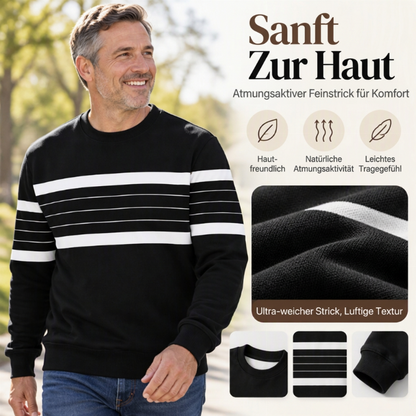 Herren-Sweatshirt mit Blockstreifen und Rundhalsausschnitt