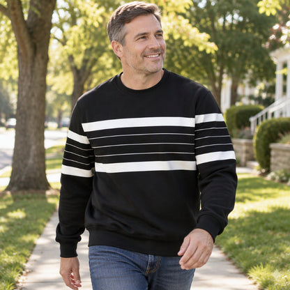 Herren-Sweatshirt mit Blockstreifen und Rundhalsausschnitt