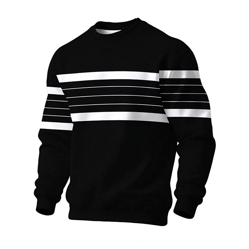 Herren-Sweatshirt mit Blockstreifen und Rundhalsausschnitt