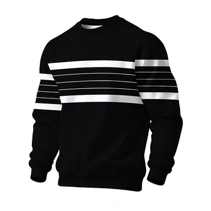 Herren-Sweatshirt mit Blockstreifen und Rundhalsausschnitt
