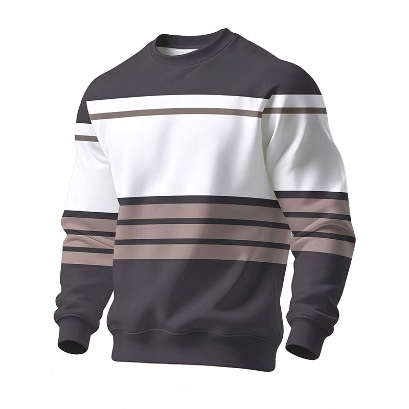 Herren-Sweatshirt mit Blockstreifen und Rundhalsausschnitt