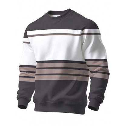Herren-Sweatshirt mit Blockstreifen und Rundhalsausschnitt