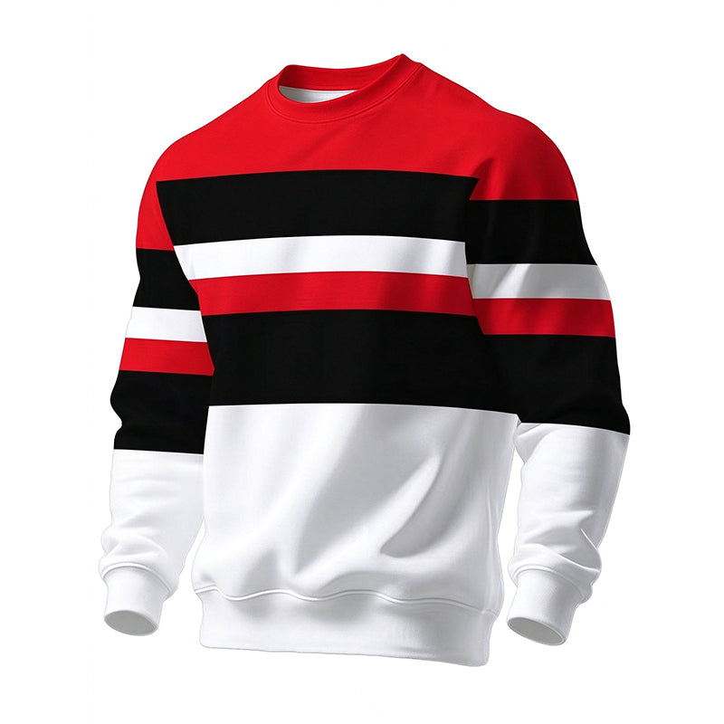 Herren-Sweatshirt mit Blockstreifen und Rundhalsausschnitt