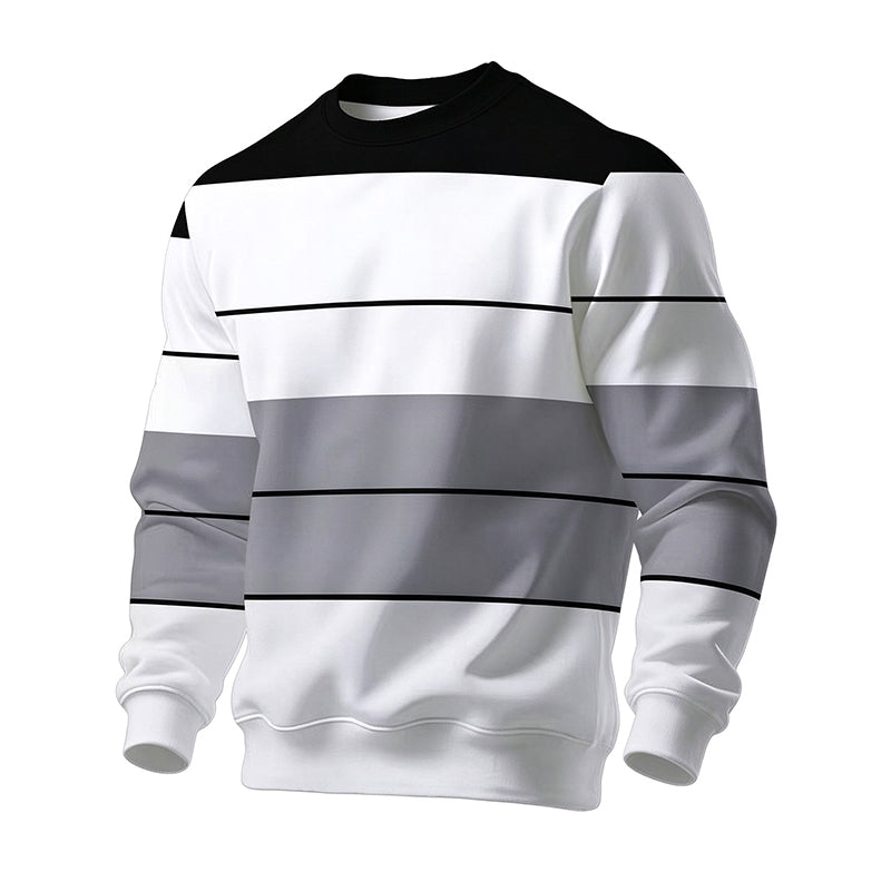 Herren-Sweatshirt mit Blockstreifen und Rundhalsausschnitt