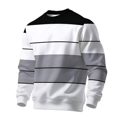 Herren-Sweatshirt mit Blockstreifen und Rundhalsausschnitt