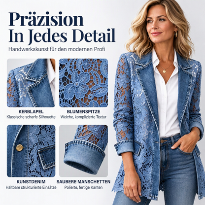 🌸Blumenspitze, elegante Ausstrahlung – Damen Jacke mit Spitzenbesatz ✨
