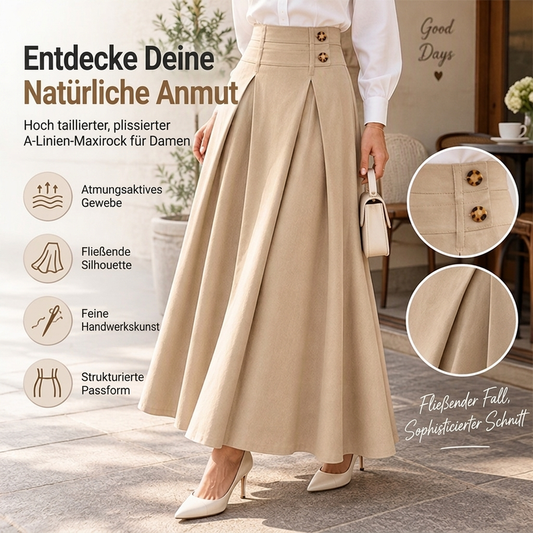 Damen High-Waist Plissierter A-Linien Maxirock
