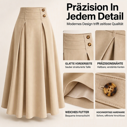 Damen High-Waist Plissierter A-Linien Maxirock