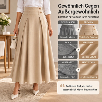 Damen High-Waist Plissierter A-Linien Maxirock
