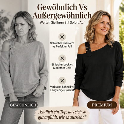 🛍️✨Damen Longsleeve mit asymmetrischem Off-Shoulder-Design