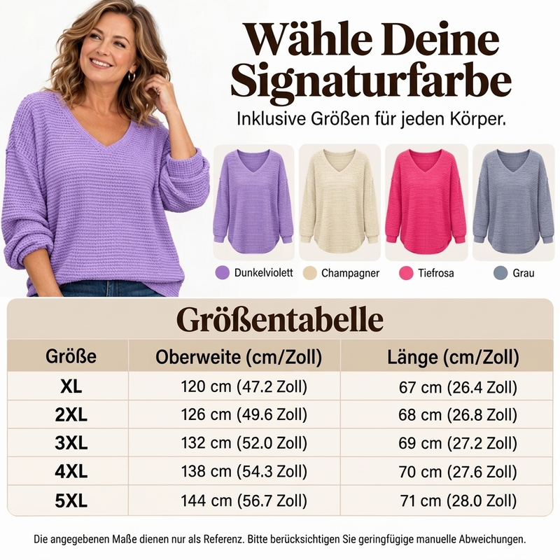 Damen lässiges V-Ausschnitt Waffelstrick Oberteil