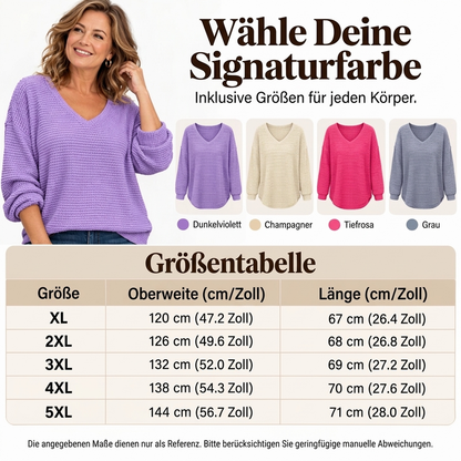 Damen lässiges V-Ausschnitt Waffelstrick Oberteil