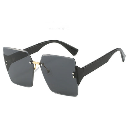 Damen-Sonnenbrille mit großen, randlosen Quadratgläsern