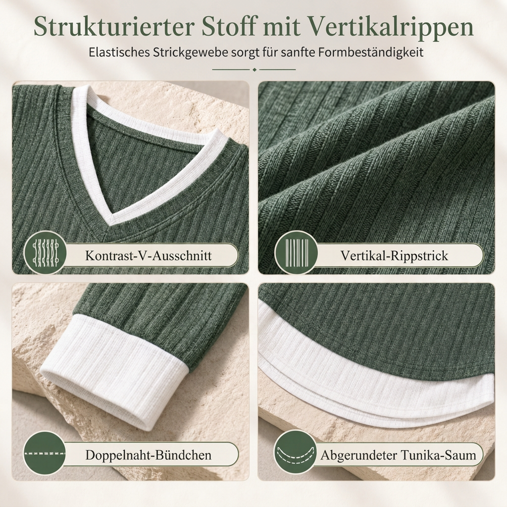Kunst-Zweiteiliger, geschichteter Strickpullover, lässiges Sweatshirt-Oberteil