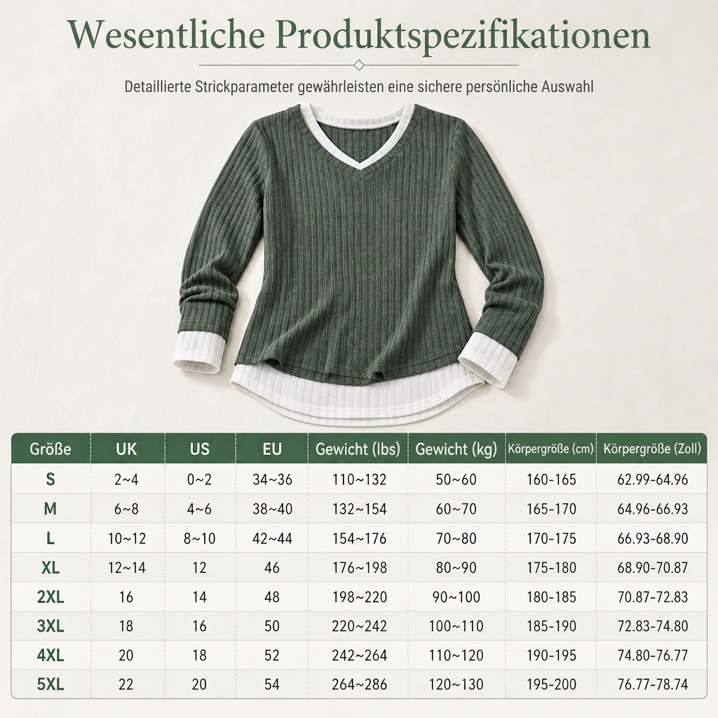Kunst-Zweiteiliger, geschichteter Strickpullover, lässiges Sweatshirt-Oberteil