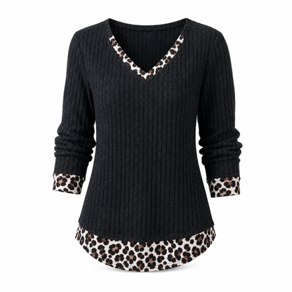 Kunst-Zweiteiliger, geschichteter Strickpullover, lässiges Sweatshirt-Oberteil