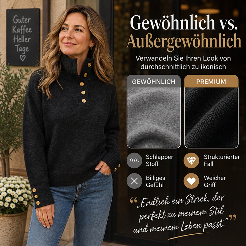 Locker gestrickter Damenpullover mit Stehkragen