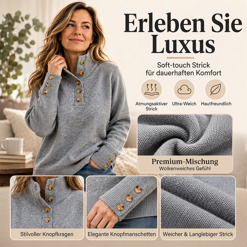Locker gestrickter Damenpullover mit Stehkragen