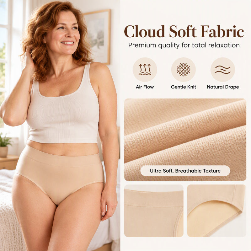 🌸 5er-Pack Bequeme Damenunterwäsche mit hoher Taille – Formt den Bauch und ist atmungsaktiv weich