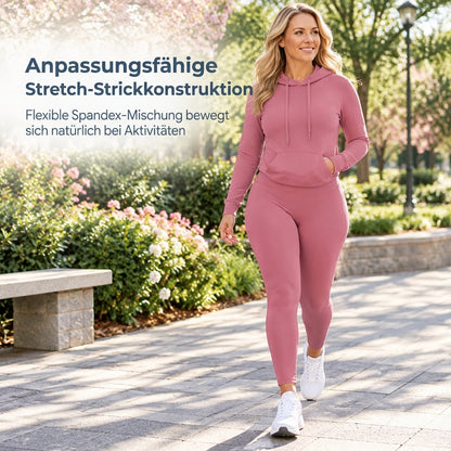 ⏰Aktion endet bald!⏰ Zweiteiliges Damen-Outfit Rundhalsshirt mit langen Ärmeln und passende Hose für den Herbst