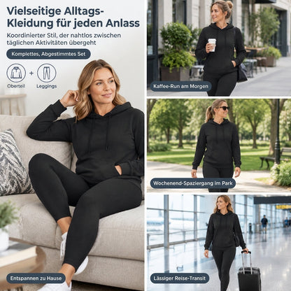 ⏰Aktion endet bald!⏰ Zweiteiliges Damen-Outfit Rundhalsshirt mit langen Ärmeln und passende Hose für den Herbst