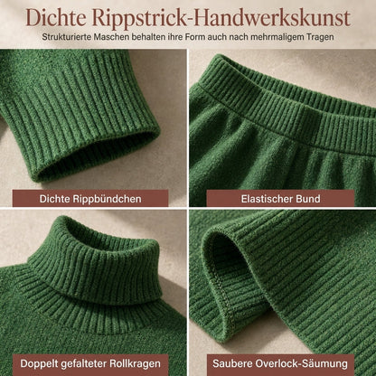 Zweiteiliges Damen-Set aus lockerer Rollkragenpullover und Strickhose - Locker, dick, warm für Herbst und Winter