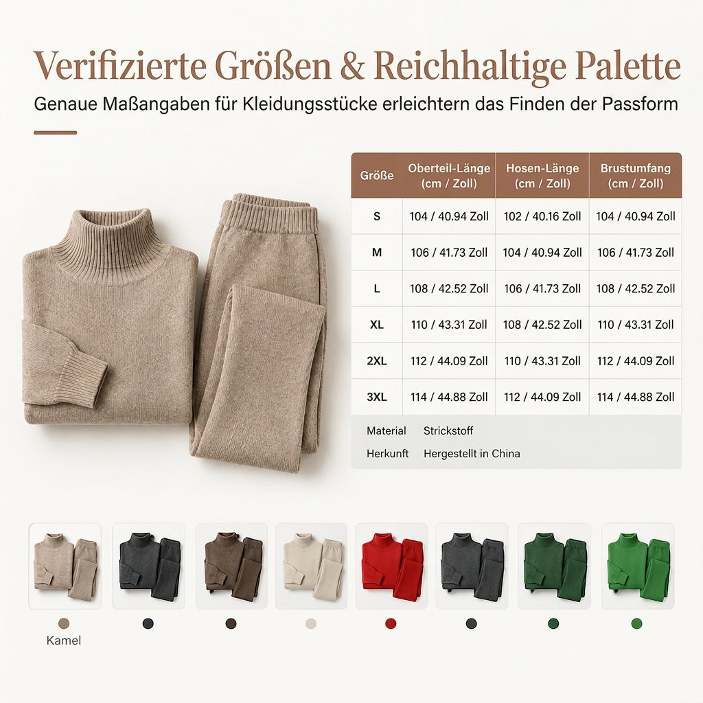 Zweiteiliges Damen-Set aus lockerer Rollkragenpullover und Strickhose - Locker, dick, warm für Herbst und Winter