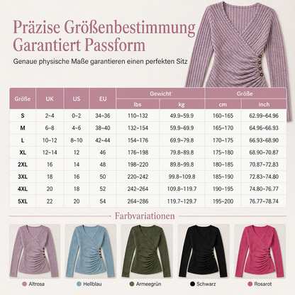 Damen Freizeit Oberteil, V-Ausschnitt, Langarm, Unifarben, für Frühling und Herbst