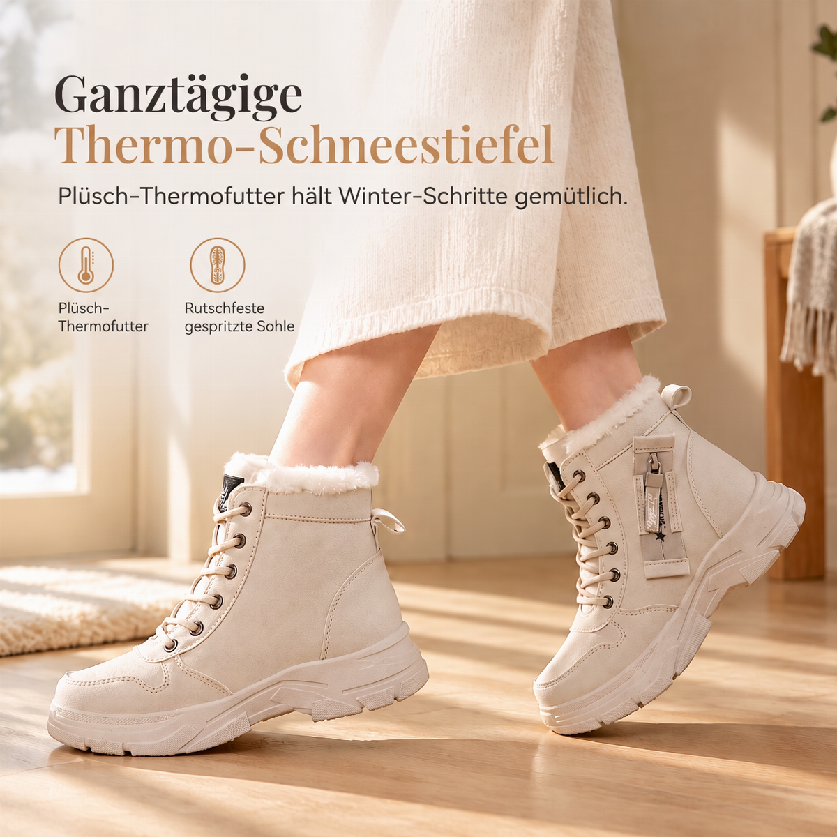 Damen Winter-Schnürstiefel mit Plüschfutter