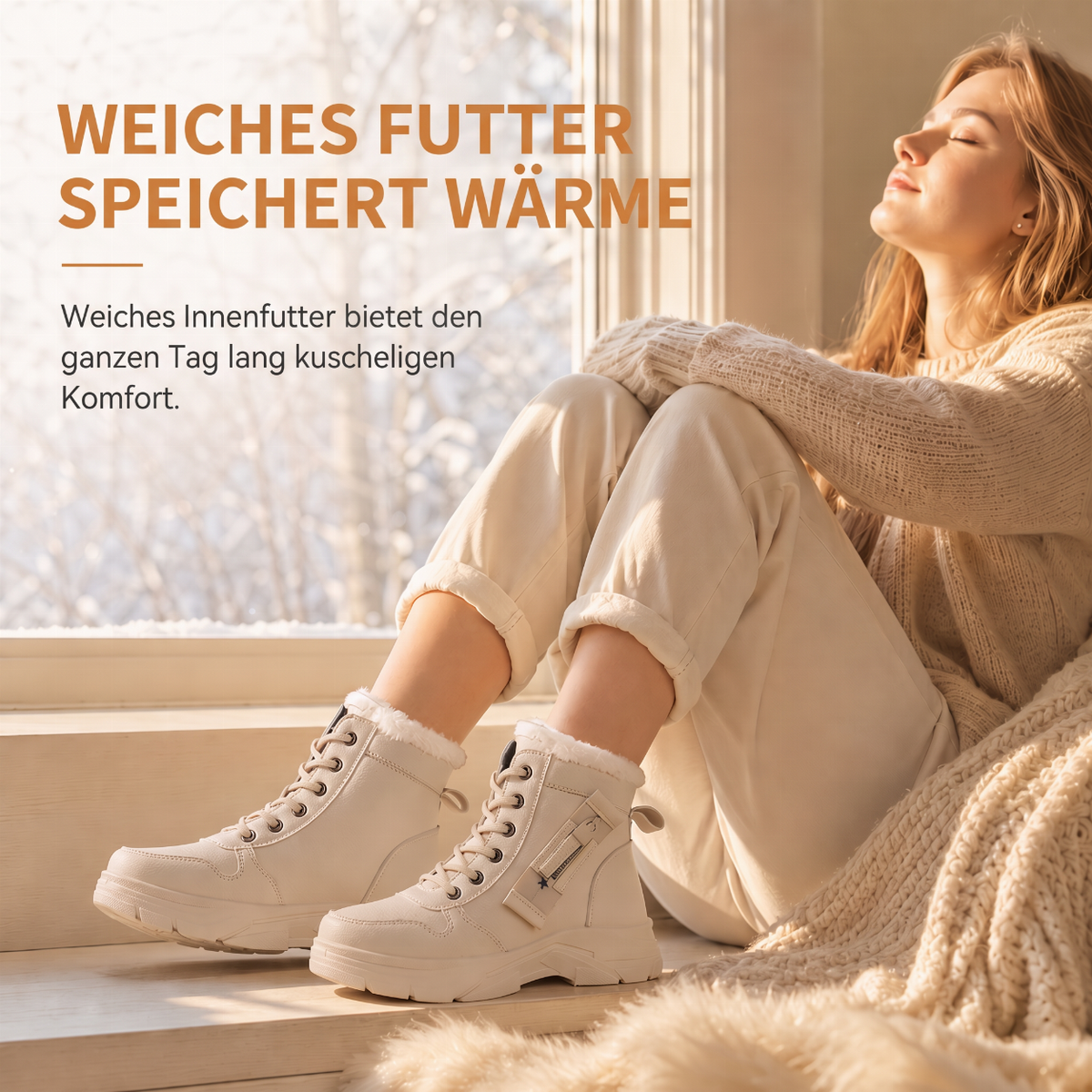 Damen Winter-Schnürstiefel mit Plüschfutter