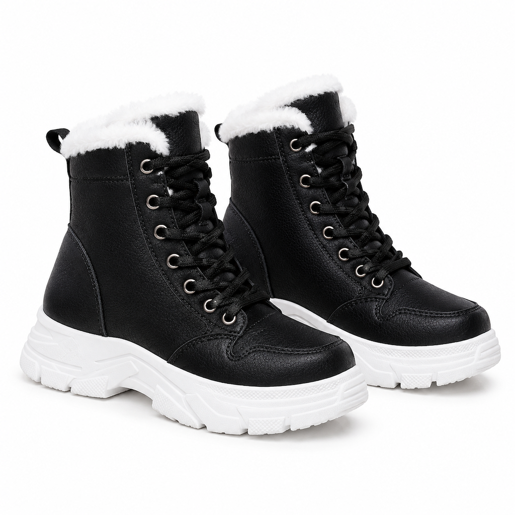 Damen Winter-Schnürstiefel mit Plüschfutter